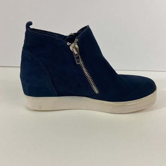 Steve Madden Women's Leather Upper Hidden Wedge Zip Sneakers Shoes Sz 9.5M Blue - Picture 8 of 10